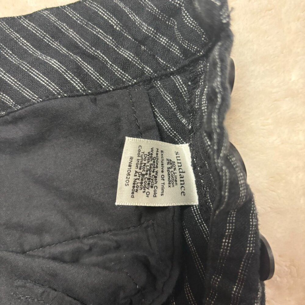 Sundance Womens Sierra Straight Leg Linen Pants Size‎ 6 Black White Pinstripe - Picture 4 of 10